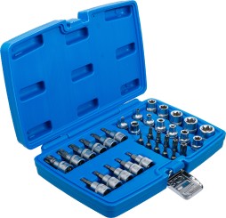 Conjunto de encaixes de chaves de caixa e de pontas | 10 mm (3/8") | Perfil T (para Torx) | 34 peças 