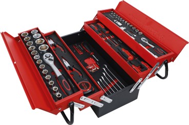 Caisse à outils métallique avec assortiment d’outils | 86 pièces 
