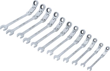 Conjunto de chaves de boca com anel de roquete junta dupla | articuladas | 8 - 19 mm | 12 peças 