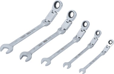 Set zapornih viljuškastih ključeva s dvostrukim zglobom | podesiv | 8 - 19 mm | 5 kom. 