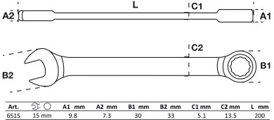 Ratschenring-Maulschlüssel | SW 15 mm 