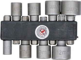 Conjunto de pontas para chave de fendas | Entrada de sextavado externo 6,3 mm (1/4") | 5 - 13 mm | 8 peças 