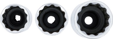 Conjunto de encaixes de velas de ignição bihexagonais | Entrada de quadrado interno de 10 mm (3/8") | 14 - 16 - 18 mm | 3 peças 