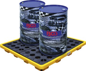 Oil Drip Pan | with open mesh flooring | for 4 x 200-l drums 