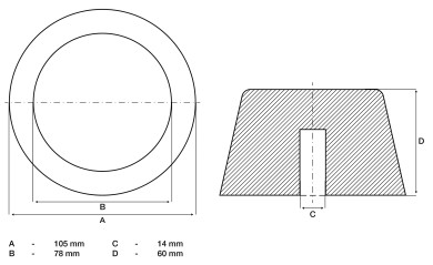 Gummitallerken | til hydraulisk rampe | Ø 105 mm 
