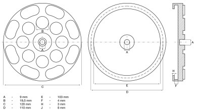 Gummitallerken | til hydraulisk rampe | Ø 120 mm 