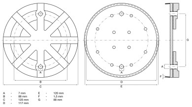 Gummitallerken | til hydraulisk rampe | Ø 125 mm 