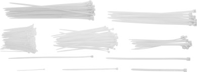 Sortido de abraçadeiras de cabos | branco | 100 - 300 mm | 250 peças 