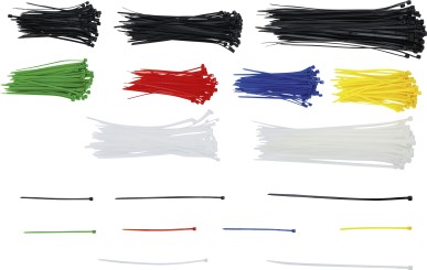 Sortido de abraçadeiras de cabos | várias cores | 100 - 150 - 200 mm | 450 peças 