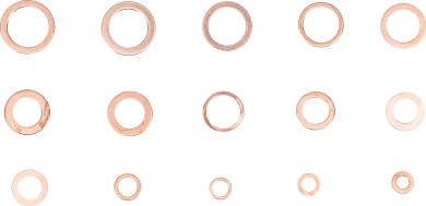 Asortiman brtvenih prstena | bakar | inčni | za vijke za ispuštanje ulja | 75-dijelni 