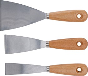 Putty Knife Set | Wooden Handle | 30 / 50 / 80 mm | 3 pcs. 