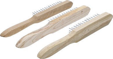 Steel Wire Brush Set | wooden handle | 2, 3, 4 rows | 3 pcs. 