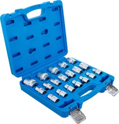 Conjunto de encaixes para chave de caixa, sextavados | Entrada de quadrado interno de 12,5 mm (1/2") | 8 - 32 mm | 19 peças 
