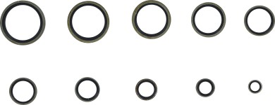 Tömítőgyűrű-készlet | Fém | gumi tömítőperemmel | 150 darabos 