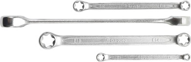 Conjunto de chaves de luneta dupla com cabeças de anel de perfil em E | E6 x E8 - E20 x E24 | 4 peças 